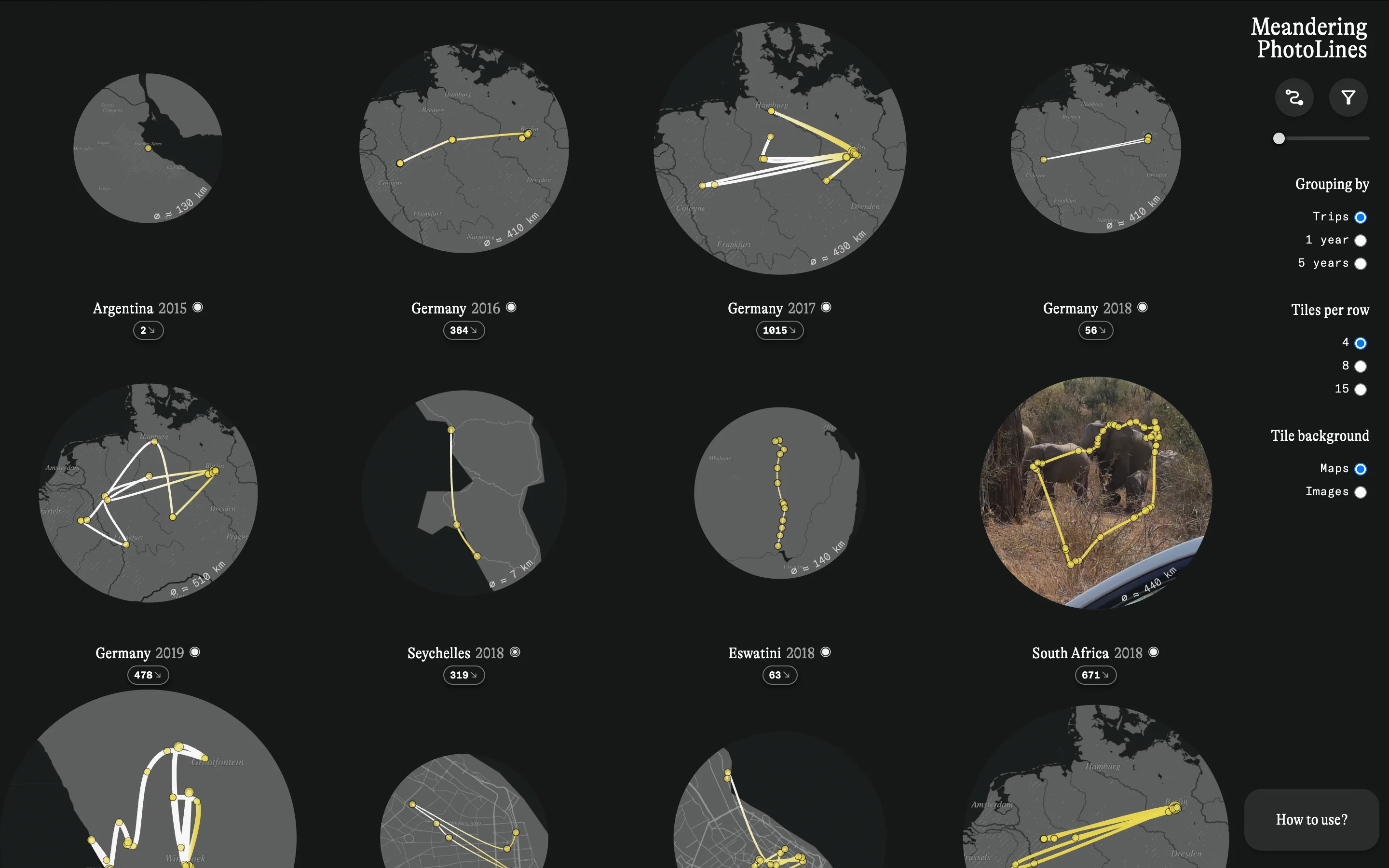 Basic »aligned grid« arrangement of the personal photo collection (second case study).