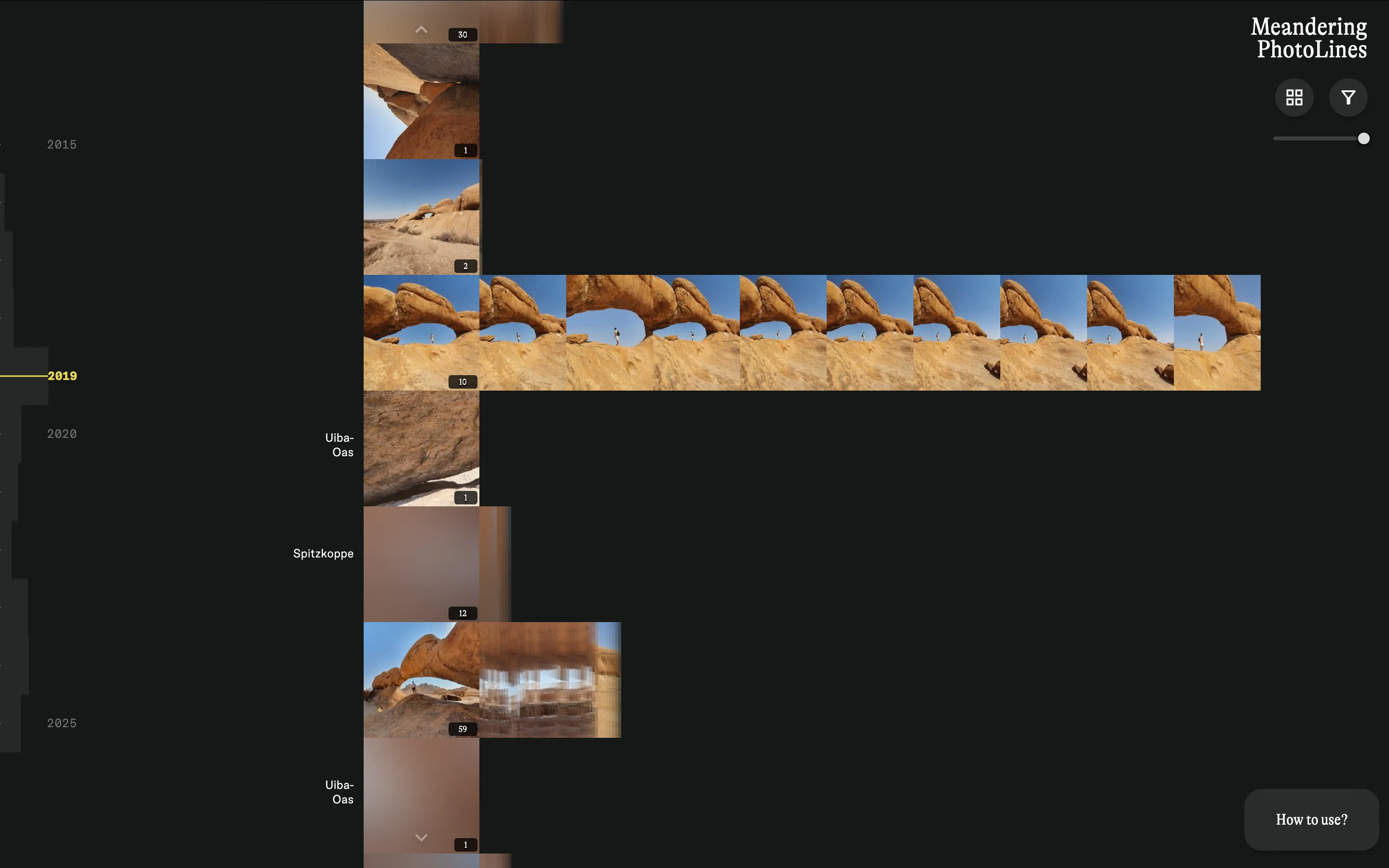 Unfolded path in the »aligned grid« arrangement of the personal photo collection (second case study).
